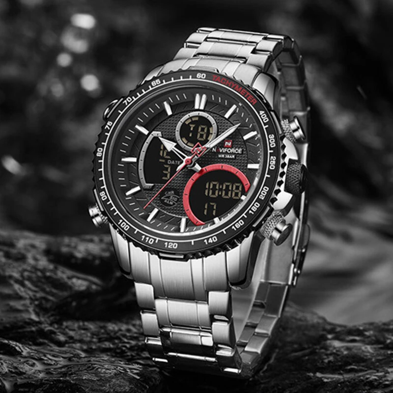 NAVIFORCE Multi-function Men Watch Night Light Waterproof Quartz Watch Timepiece Chronograph Date Sport Watch for Male