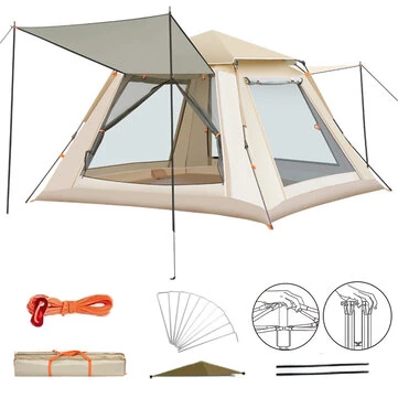 IPRee 3-4 Person Portable Fully Automatic Quick Opening Tent Outdoor Camping Thickening Foldable Tent Beach Park Folding Oxford Waterproof Tent