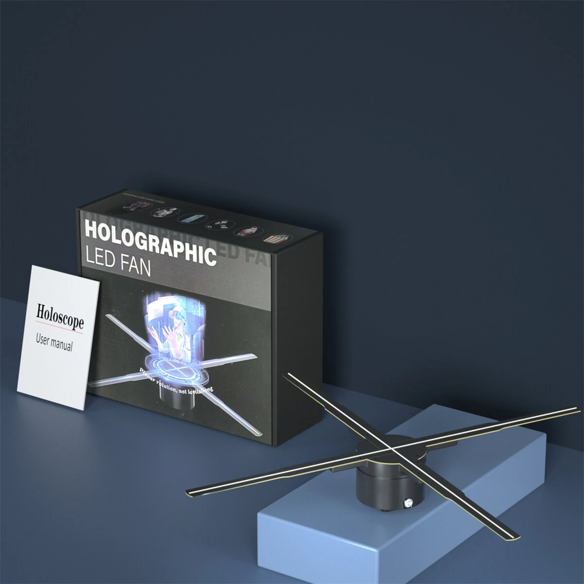 Elfeland P50 Wifi Holographic Fan 3D Advertising Machine 576 LED Sign Neon Smart HD Player Support Video Picture Logo Holographic Light EU Plug