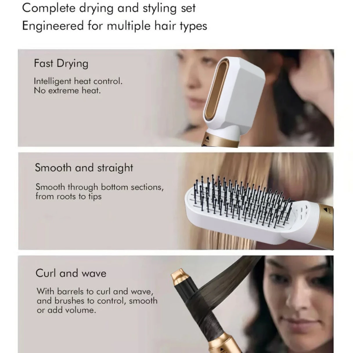 5 in 1 Multi-Function Styler With Detachable Curling Iron Hair Straightener Hair Brush Hair Dryer For Hair Multi Styling EU Plug