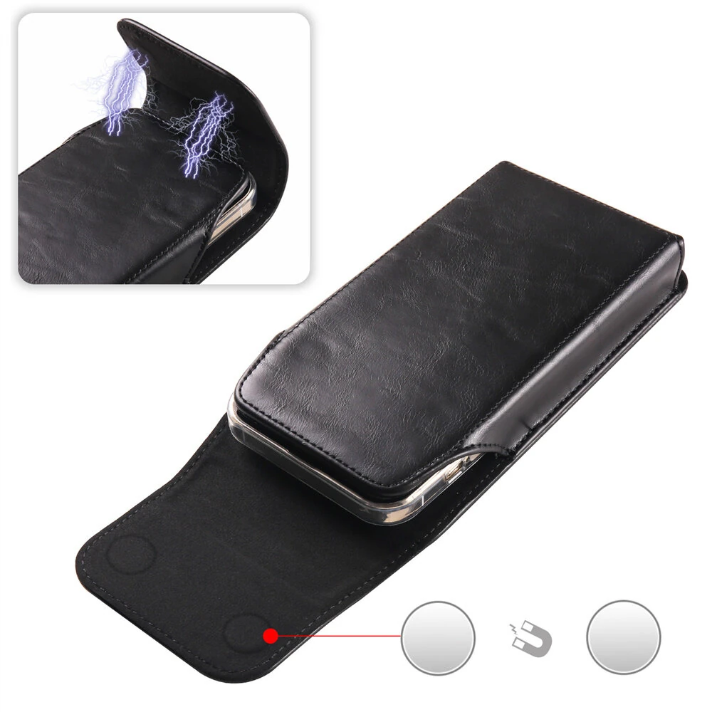 Business Casual Magnetic Universal Mobile Phone Waist Bag Leather Belt Clip Phone Holster Pouch Cover