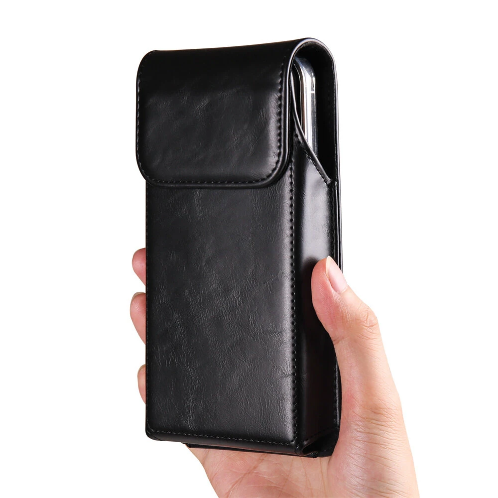 Business Casual Magnetic Universal Mobile Phone Waist Bag Leather Belt Clip Phone Holster Pouch Cover