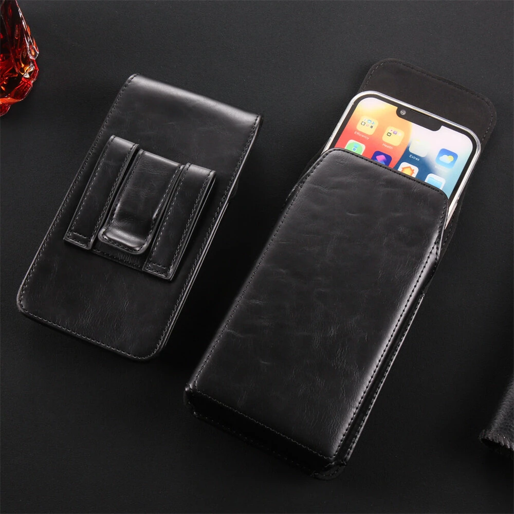 Business Casual Magnetic Universal Mobile Phone Waist Bag Leather Belt Clip Phone Holster Pouch Cover