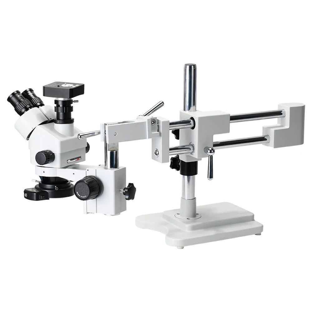 MUSTOOL 3.5X 7X 45X 90X Double Boom Stand Zoom Simul Focal Trinocular Stereo Microscope+41MP Camera Microscope For Industrial PCB Repair