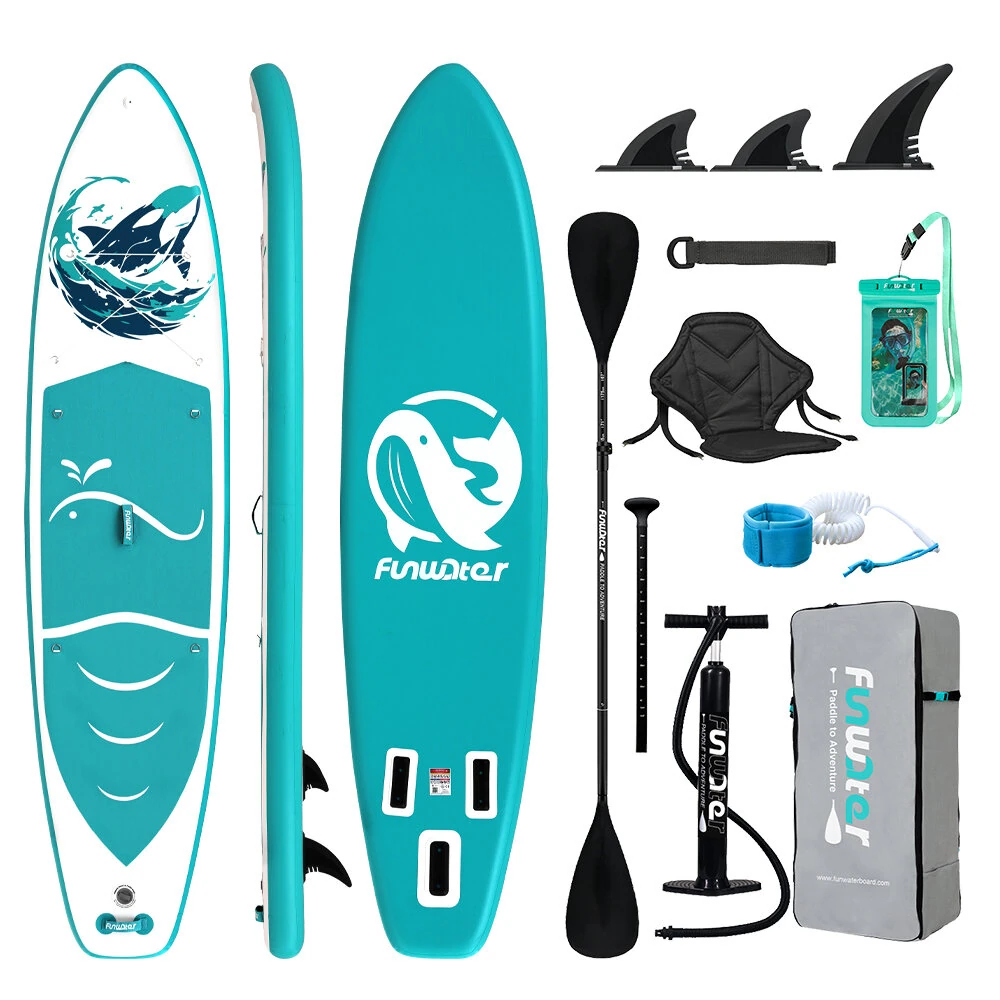 [EU Direct] FunWater 350*84*15CM Inflatable Stand Up Paddle Board Perfect Surfboard For Surfing Touring Yoga Fishing Unisex Adult Paddle Board With Seat, Adjustable Paddle, Pump, ISUP Travel Backpack, Leash, Waterproof Bag, SUPFW49A,SUPFW49B,SUPFW49C