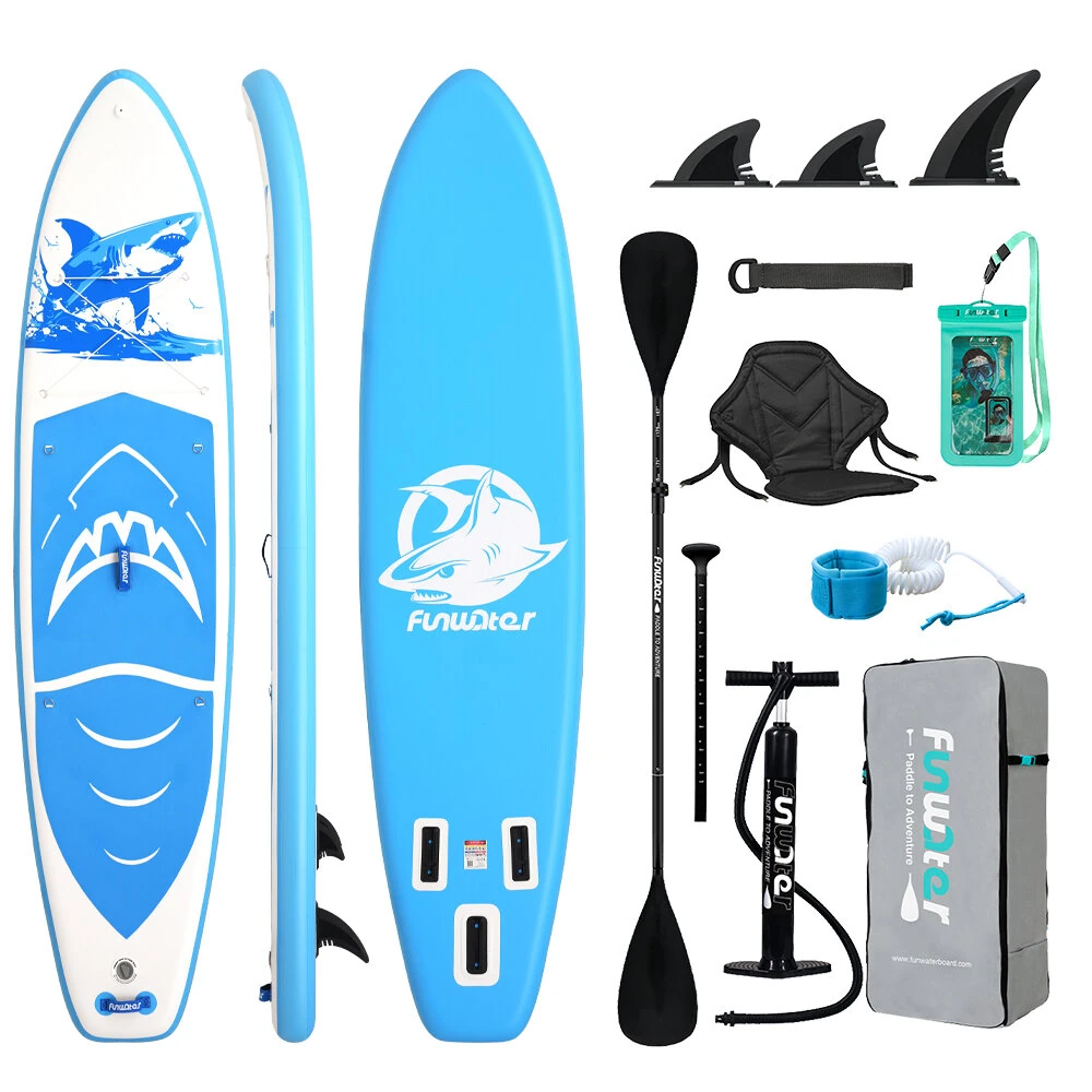 [EU Direct] FunWater 350*84*15CM Inflatable Stand Up Paddle Board Perfect Surfboard For Surfing Touring Yoga Fishing Unisex Adult Paddle Board With Seat, Adjustable Paddle, Pump, ISUP Travel Backpack, Leash, Waterproof Bag, SUPFW49A,SUPFW49B,SUPFW49C
