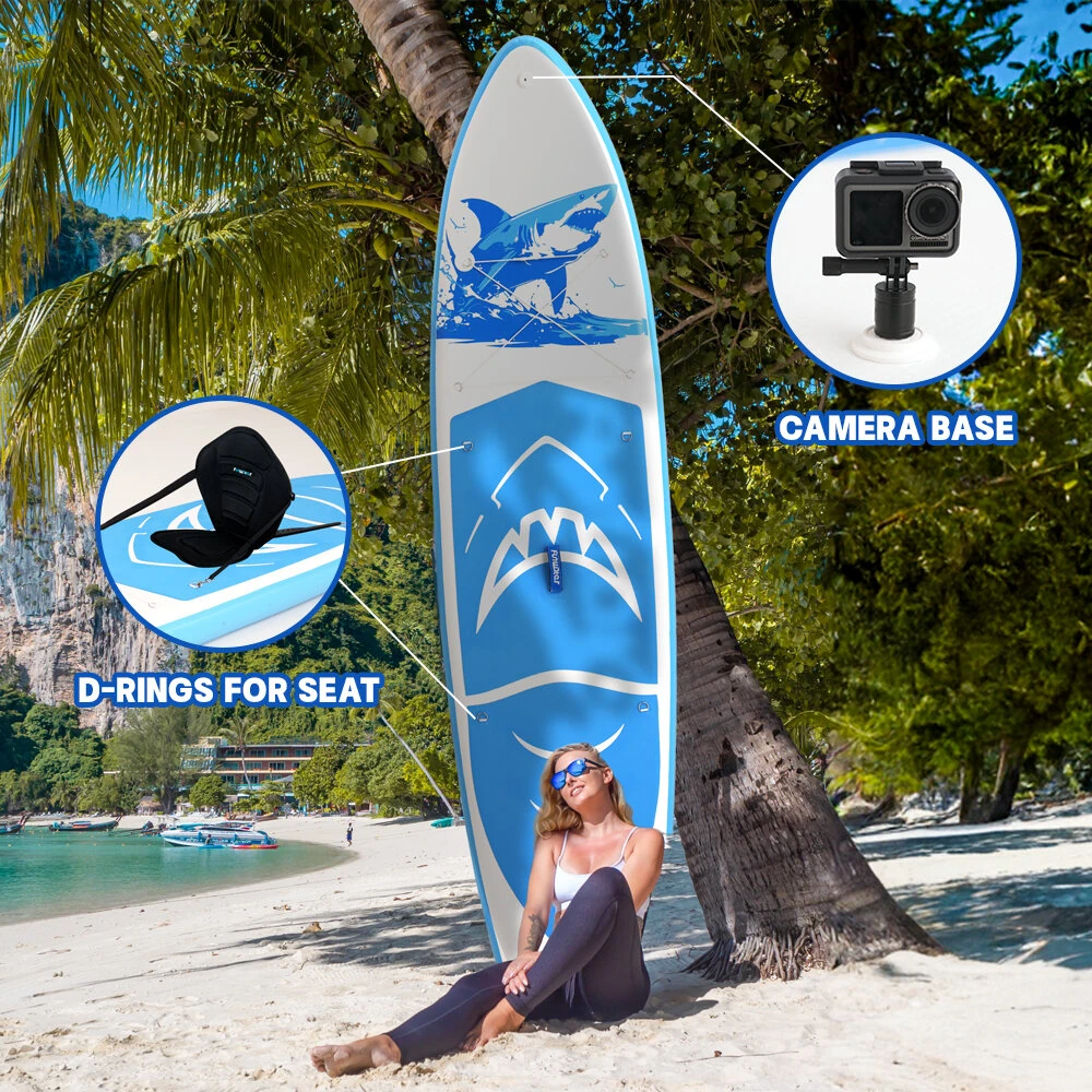 [EU Direct] FunWater 350*84*15CM Inflatable Stand Up Paddle Board Perfect Surfboard For Surfing Touring Yoga Fishing Unisex Adult Paddle Board With Seat, Adjustable Paddle, Pump, ISUP Travel Backpack, Leash, Waterproof Bag, SUPFW49A,SUPFW49B,SUPFW49C