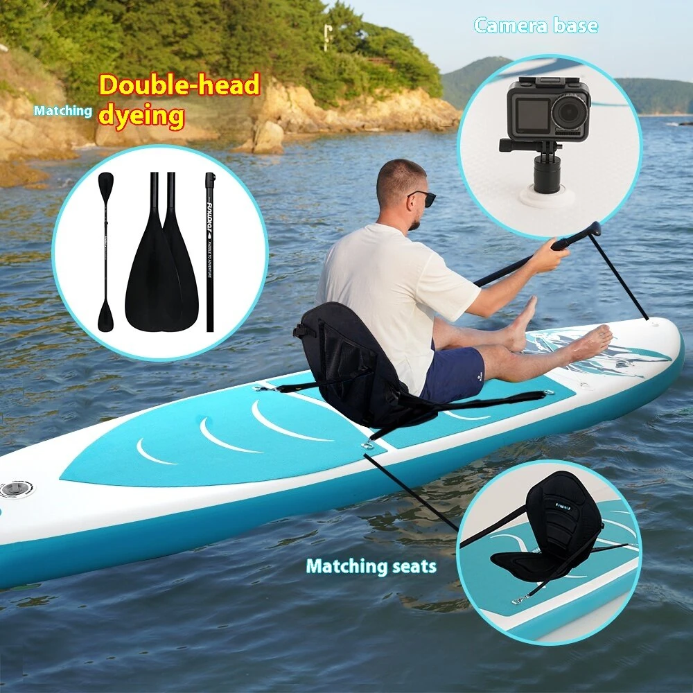 [EU Direct] FunWater 350*84*15CM Inflatable Stand Up Paddle Board Perfect Surfboard For Surfing Touring Yoga Fishing Unisex Adult Paddle Board With Seat, Adjustable Paddle, Pump, ISUP Travel Backpack, Leash, Waterproof Bag, SUPFW49A,SUPFW49B,SUPFW49C