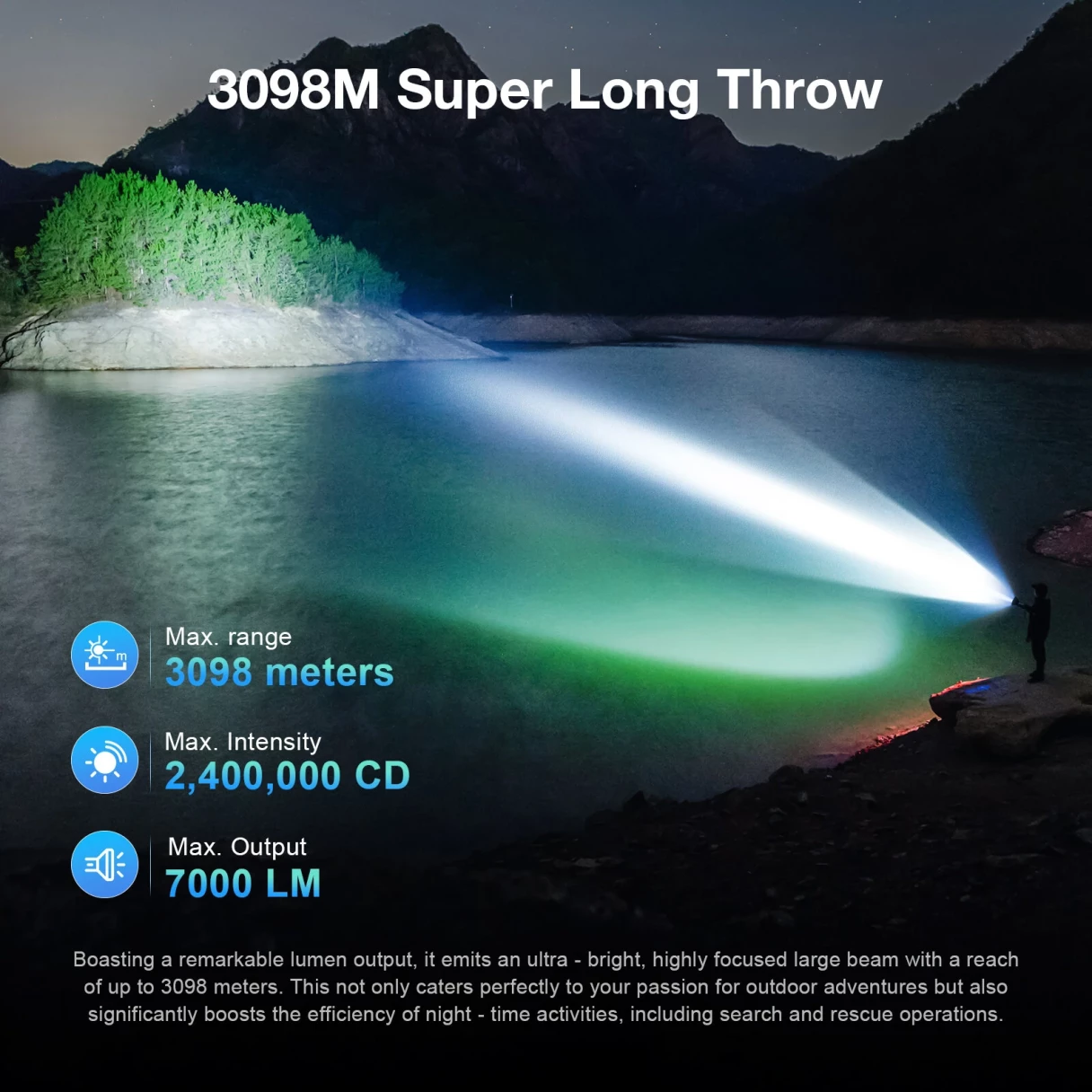 Astrolux® MF05 V2 SBT90.2 3098M Ultra Throw 7000LM Powerful Flashlight with 42000mAh 46120 Battery 2,400,000CD High Power Long Range Super Bright LED Torch Strong Handheld Searchlight