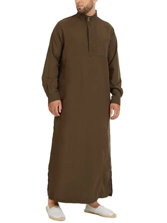 INCERUN Mens Robes Saudi Style Thobe Dishdash Jubba Arab Robe Islamic Clothing Long Maxi Dress Tops
