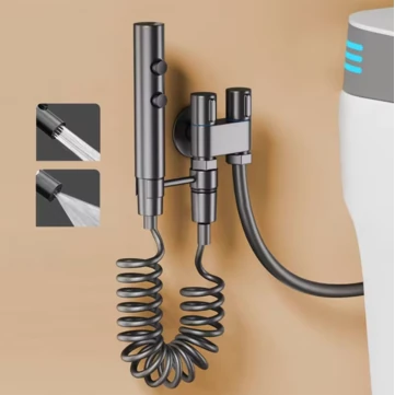 Stainless Steel Toilet Spray Gun Set with Adjustable Modes Spring-Loaded Hose and 360° Support Bathroom Bidet Sprayer for Hygiene Cleaning for Shower Diapers
