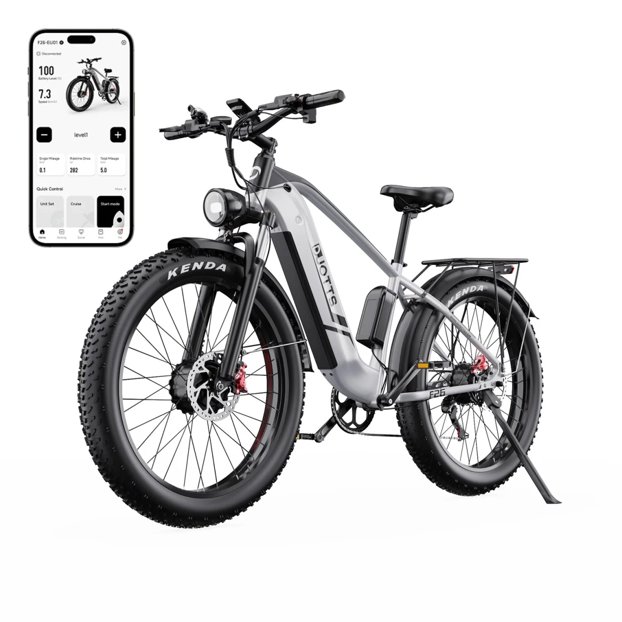 [EU DIRECT] DUOTTS F26 Electric Bike 48V 20AH SamsungBattery 750W*2 Dual Motors 26*4.0inch Fat Tires APP Support 50KM Max Mileage 150KG Max Load Electric Bicycle