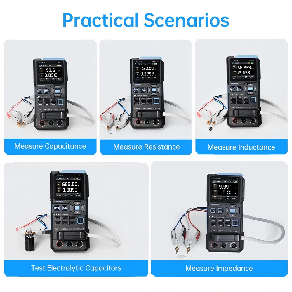 FNIRSI LC1020E Handheld LCR Bridge Tester 100Hz to 100kHz Precision Frequency Auto Calibration Dual Parameter Display USB Type-C Accurate Capacitance Resistance Inductance Measurement Tool