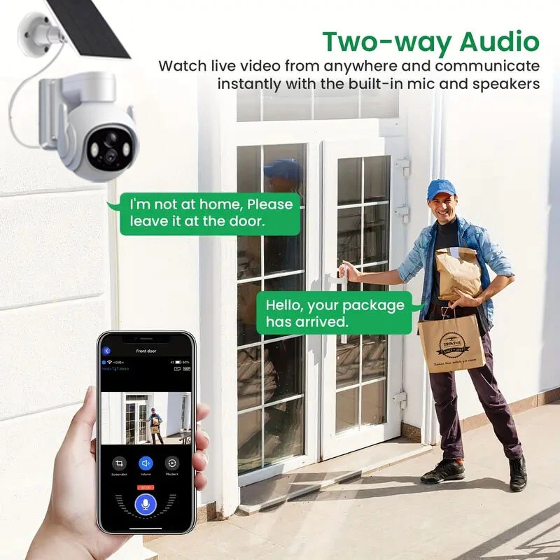 Solar Wifi IP Camera Outdoor 1080P HD Wireless Security Surveillance Color Night Vision Two-Way Audio Solar Powered IP66 Waterproof Motion Alerts