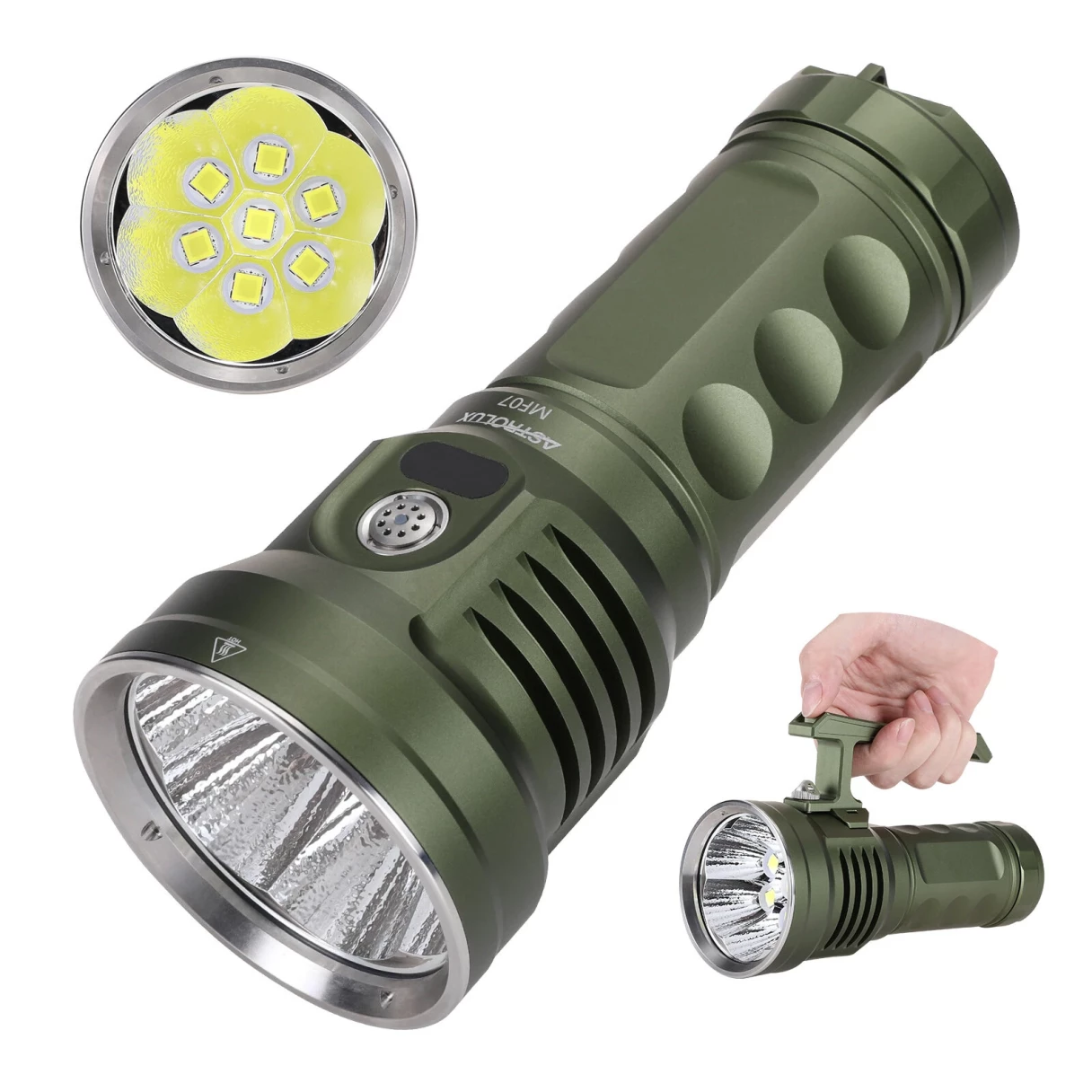 Astrolux® MF07 7*SFH55.2 LED 21000LM Powerful Search Monsters Flashlight with 46950 Battery Max 618M Throw Flashlight 15 Days Runtime Type-C USB Rechargeable Powerful LED Torch for Outdoor Adventure Hiking Camping Searching Fishing