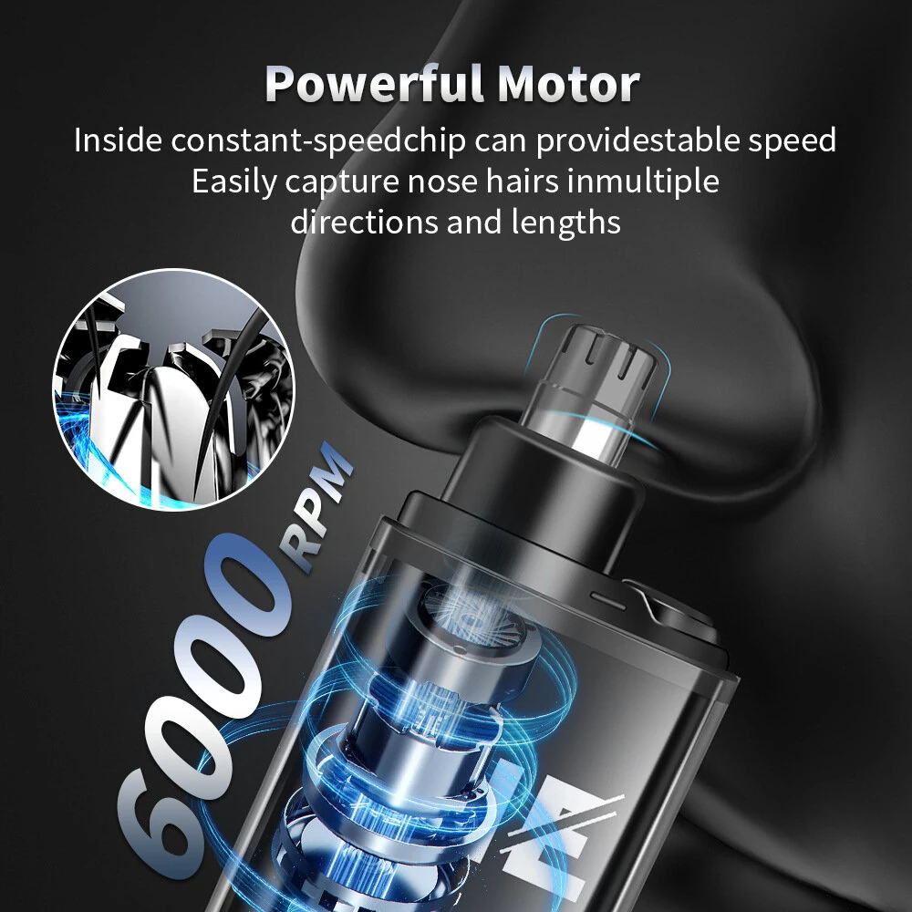 Electric Nose Hair Trimmer Rechargeable Powerful Motor 360° Rotating Head Universal Portable Nose Hair Trimming for Men Women