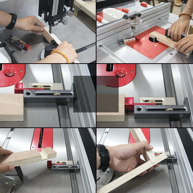 HONGDUI Kerfmaker Table Saw Slot Adjuster Mortise and Tenon Tool Woodworking Movable Measuring Block