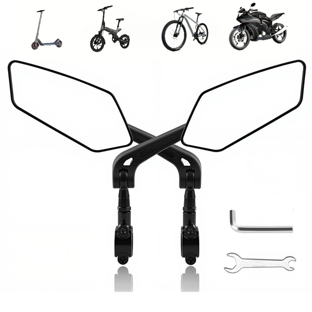 BENGGUO 1 Pair Bicycle Rearview Mirror 360° Rotation Anti-glare HD Wide Range Bike Handlebar Reflector Mirror for MTB Motorcycle E-bike