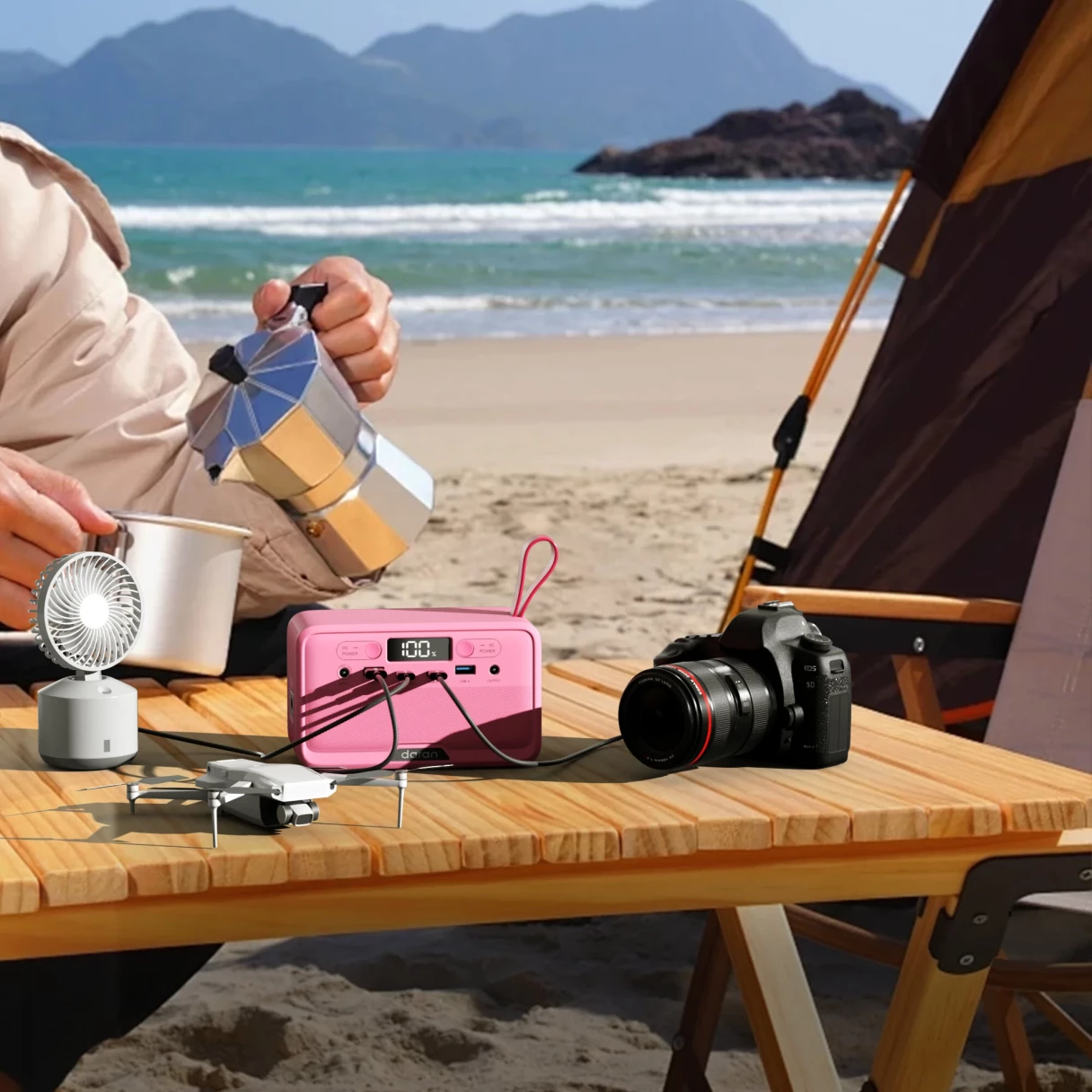 [EU Direct] DaranEner R100 100W Portable Power Station 89.6Wh LiFePO4 Battery Solar Power Bank, Portable Charger Small Electric Generator with AC Outlets & PD Fast Charging for Home Outdoor Camping Essentials Emergency