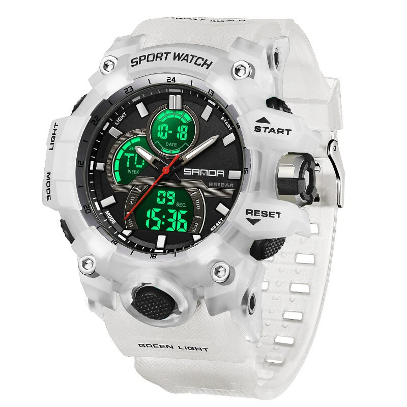 SANDA Men's Dual Display Waterproof Digital Watches Outdoor Sports Wristwatches Movement with Luminous, Stopwatch, Countdown, Alarm & Date Function