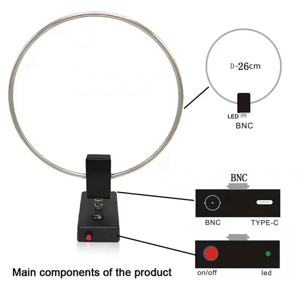 GA800 Radio Shortwave Antenna Small Active Loop Shortwave Antenna 10kHz-159kHz HF