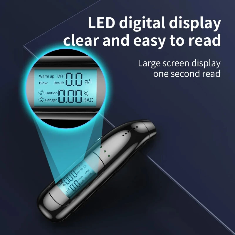 Digital Alcohol Tester LCD Display High-precision Breathalyzer  Professional Alcohol Breath Rechargeable Alcotester Drunk Driving Test