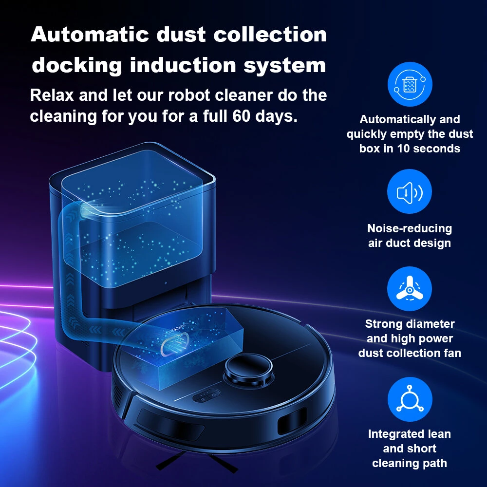 [EU Direct]Liectroux M70 Pro Lidar Vacuum Cleaner and Mop Combo,Self-emptying Dustbin, 6500Pa Strong Suction, 3200mAh Battery, Up To 175mins Runtime, 3L Dustbag,Multi-floor Map