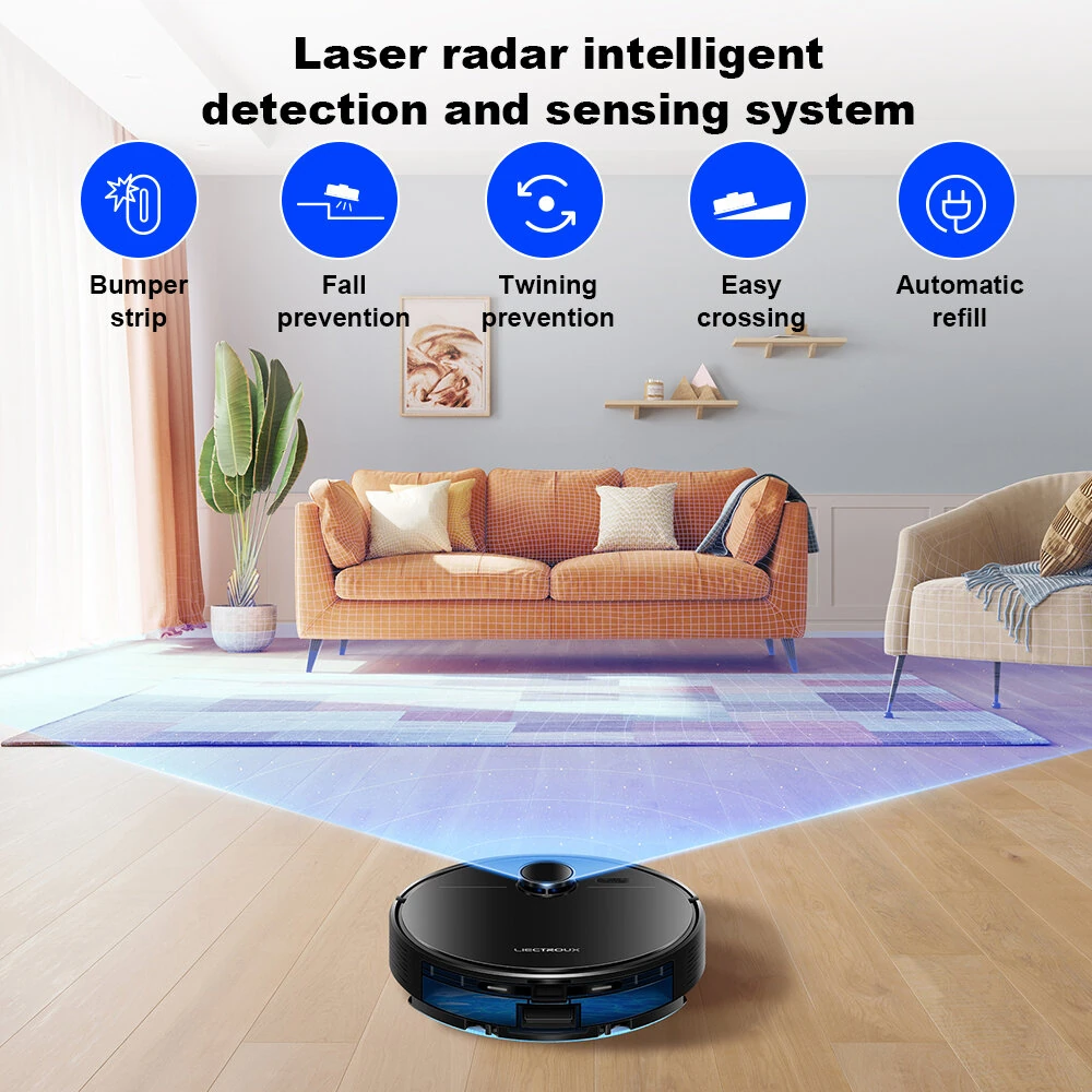 [EU Direct]Liectroux M70 Pro Lidar Vacuum Cleaner and Mop Combo,Self-emptying Dustbin, 6500Pa Strong Suction, 3200mAh Battery, Up To 175mins Runtime, 3L Dustbag,Multi-floor Map