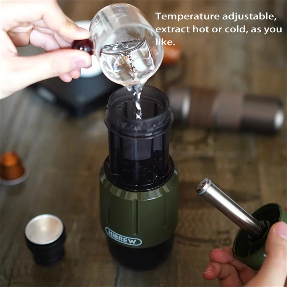 [EU Direct] HiBREW H4D Portable Manual Espresso Maker 2-in-1 NS Capsules & Ground Coffee 8~15 Bar Waterproof Campact Hand Press Brewer