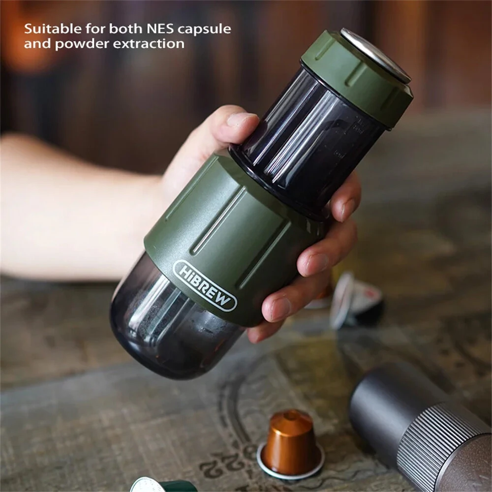 [EU Direct] HiBREW H4D Portable Manual Espresso Maker 2-in-1 NS Capsules & Ground Coffee 8~15 Bar Waterproof Campact Hand Press Brewer