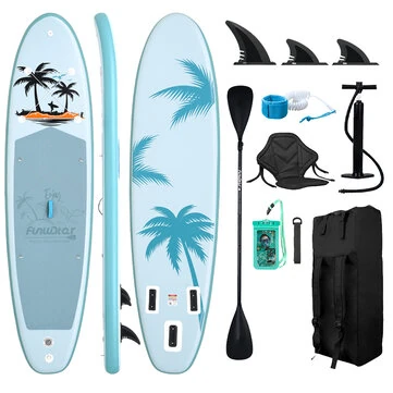 [EU Direct] FunWater 335*84*15CM Load 165KG+ Inflatable Stand Up Paddle Board with Chair, Unisex Surfboard For Solor Adventure Fimaly Touring with Seat Adult Paddle Board SUPFW37A,SUPFW37B,SU