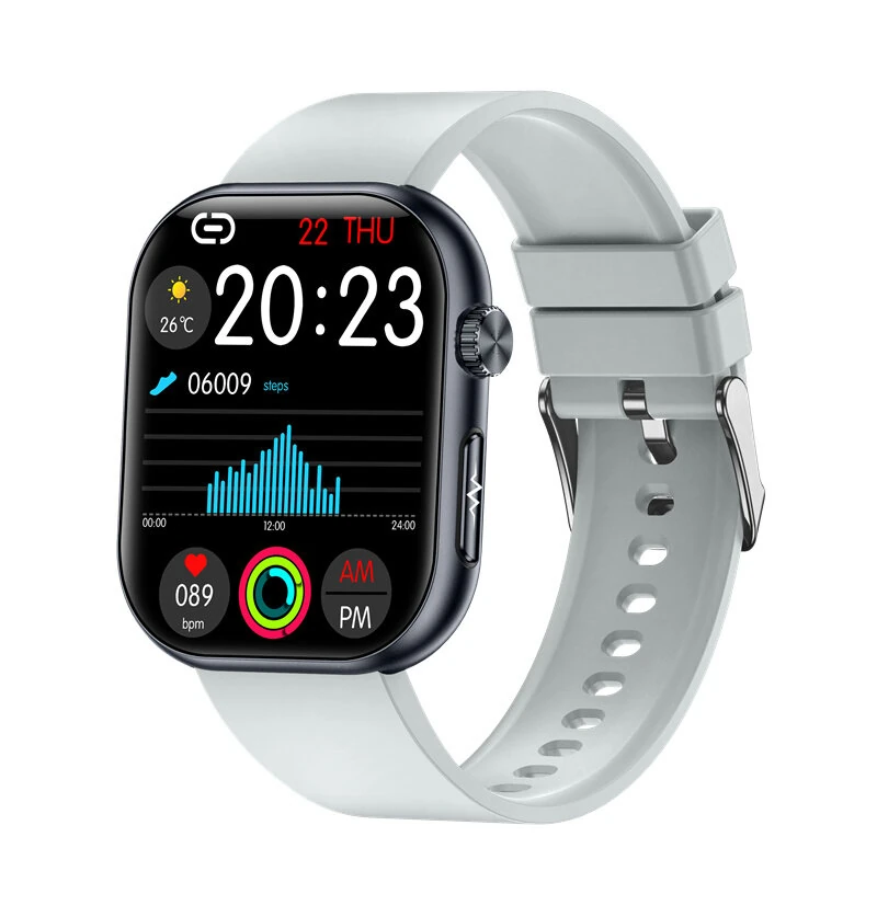 ET587 1.96inch AMOLED Display ECG Function Micro-physical Examination SOS Emergency bluetooth Call Heart Rate Blood Pressure Blood Oxygen Monitor Sleep Body Temperature Measurement Women's Health Multi-sport Modes IP68 Waterproof Smart Watch