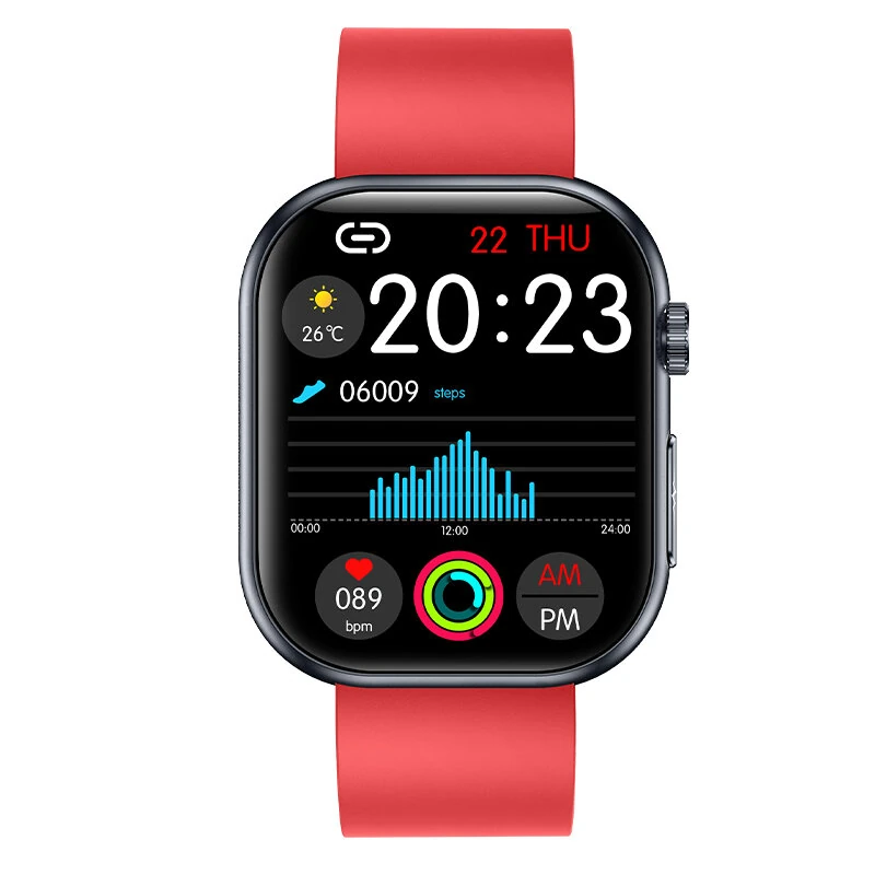 ET587 1.96inch AMOLED Display ECG Function Micro-physical Examination SOS Emergency bluetooth Call Heart Rate Blood Pressure Blood Oxygen Monitor Sleep Body Temperature Measurement Women's Health Multi-sport Modes IP68 Waterproof Smart Watch