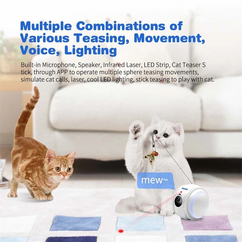 ESCAM QF011 2MP 1080P Smart Pet Robot Camera Baby Monitors Smart Home Presence Detection Remote APP Control Monitor Night Vision Two-way Intercom Preventing Collisions Cat Toy Ball Recgmesotion Tracking Camera Anti-theft Machine