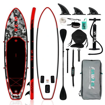 [EU Direct] FunWater Inflatable Paddle Board 12~15PSI Maximum Load 150KG Stand Up Portable Surfboard Pulp Board With Chair ,Waterproof Phonecase, Air Pump, Backpack 330*84*15CM SUPFW10B