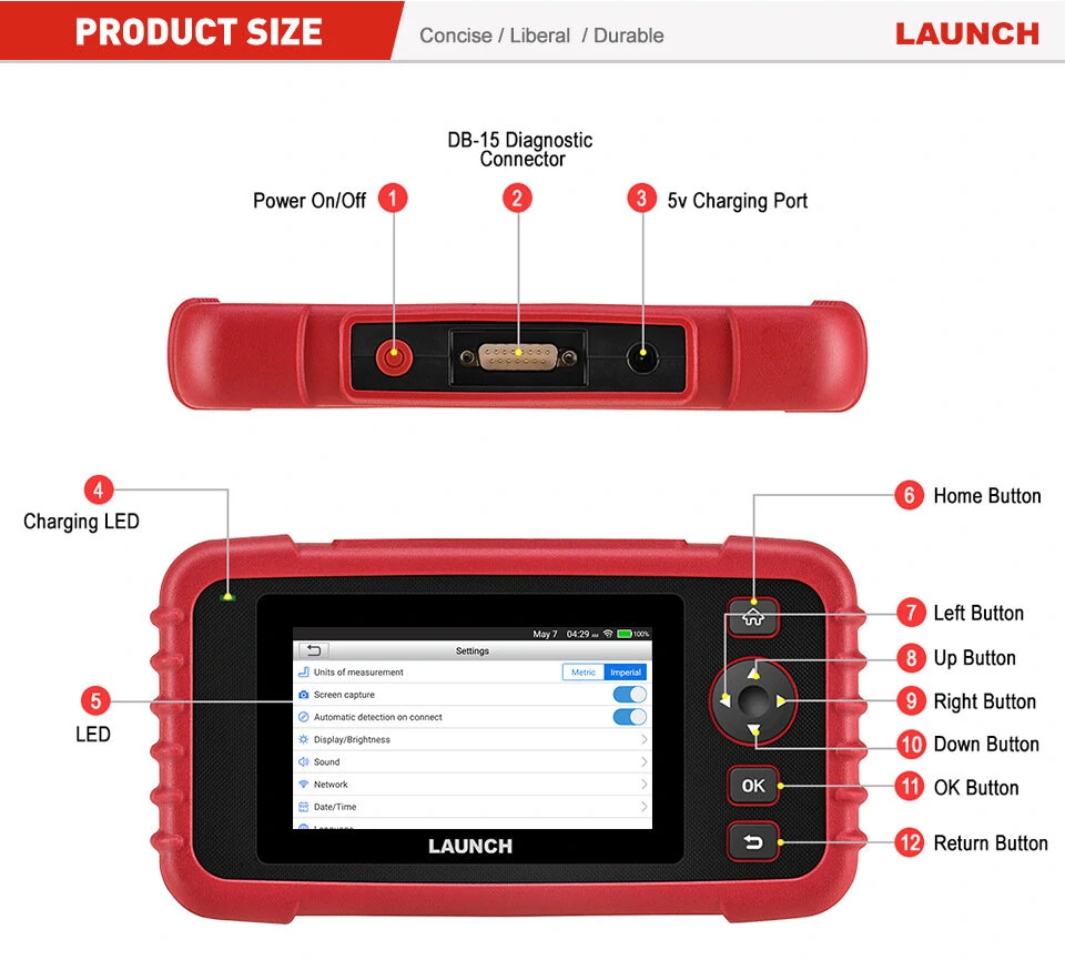 [EU Direct] LAUNCH CRP123X V2.0 Car OBD2 Diagnostic Tools Scanner Oil/SAS Reset Engine ABS Airbag SRS AT Code Reader Automotive Tools Free Update-2024 Global Version