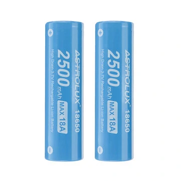2Pcs Astrolux® E1825 18A 2500mAh 3.7V 18650 Li-ion Battery Unprotected High Drain Rechargeable Lithium Power Cell For Astrolux Nitecore Lumintop Fenix Olight Flashlights RC Toys