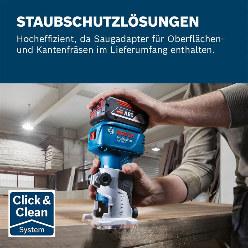 GLF 18V-8 600W Professional Cordless Compact Router Edge Milling Machine LED Light Spindle Lock Dust Management 10000-30000 RPM