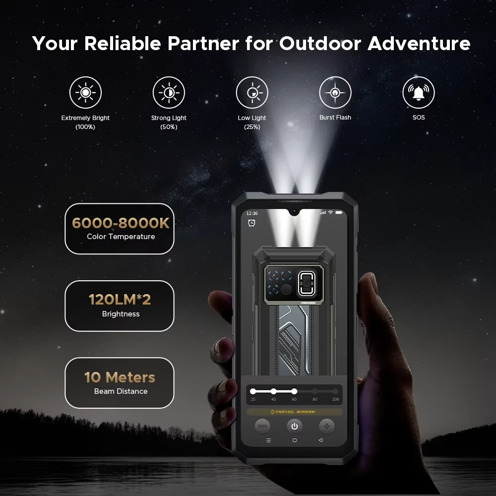 DOOGEE Fire 6 Max 5G Thermal Imaging 20GB 256GB 50MP AI Triple Camera 6.72 inch 120Hz 20800mAh 33W Fast Charge Android 14 NFC Dimensity 7050 Octa Core IP68 IP69K Waterproof Rugged Smartphone