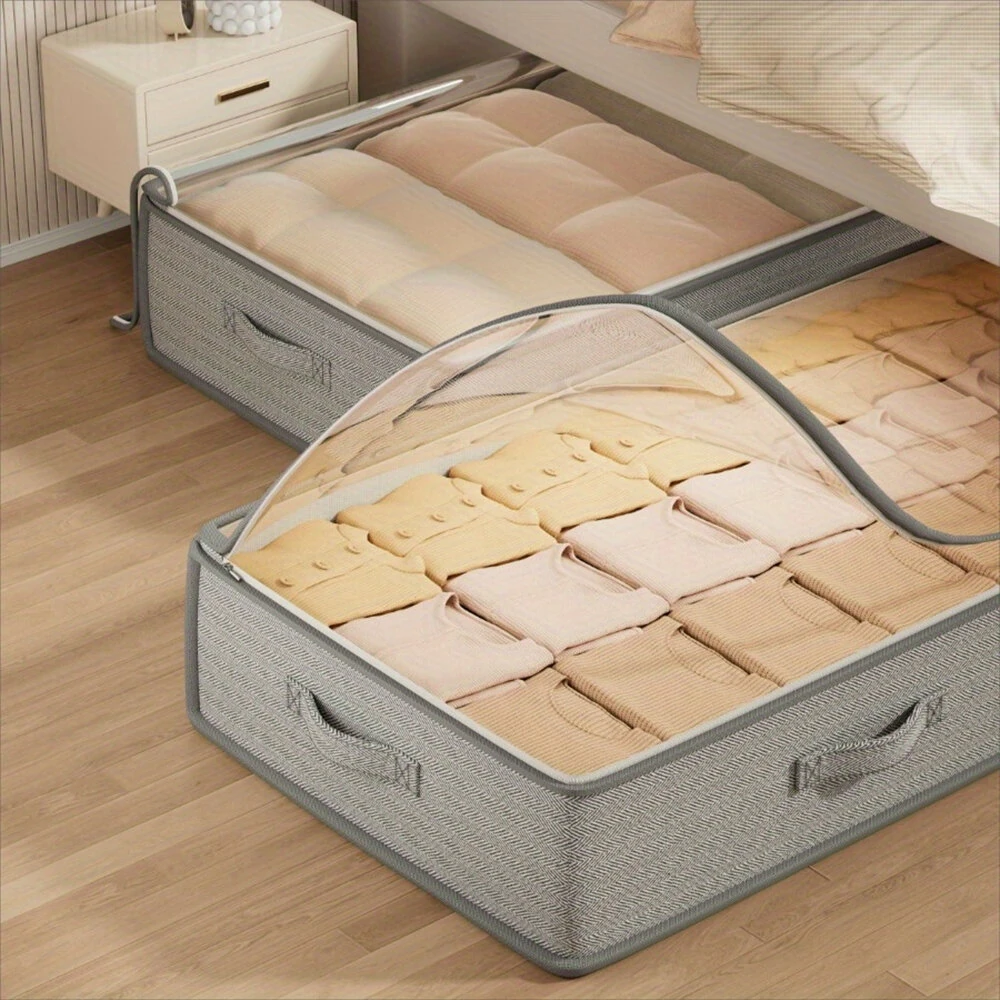 4PCS Large Capacity Under Bed Storage Bags Containers Space Saving Clothes Blanket Organizer Foldable Underbed Storages Bins