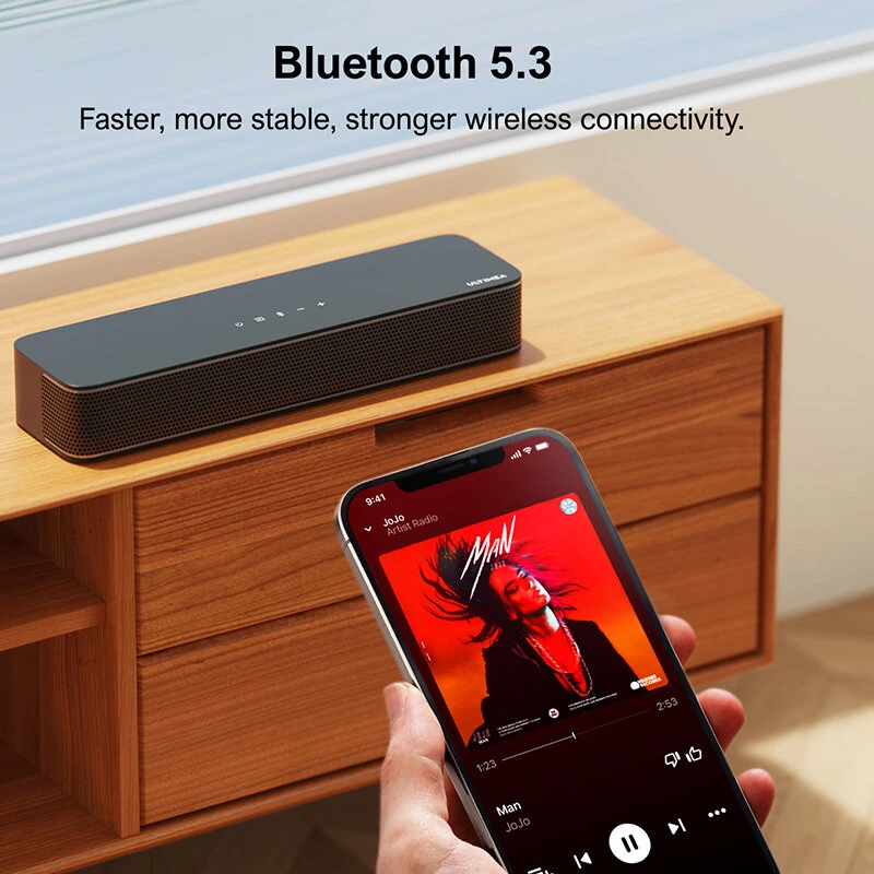 ULTIMEA Solo B30 Soundbar 120W 2.1 Channel bluetooth Soundbar with Built-in 3-inch Subwoofer BassMX Technology 121 Preset EQ Matrices Home Speaker Subwoofer with Remote Control