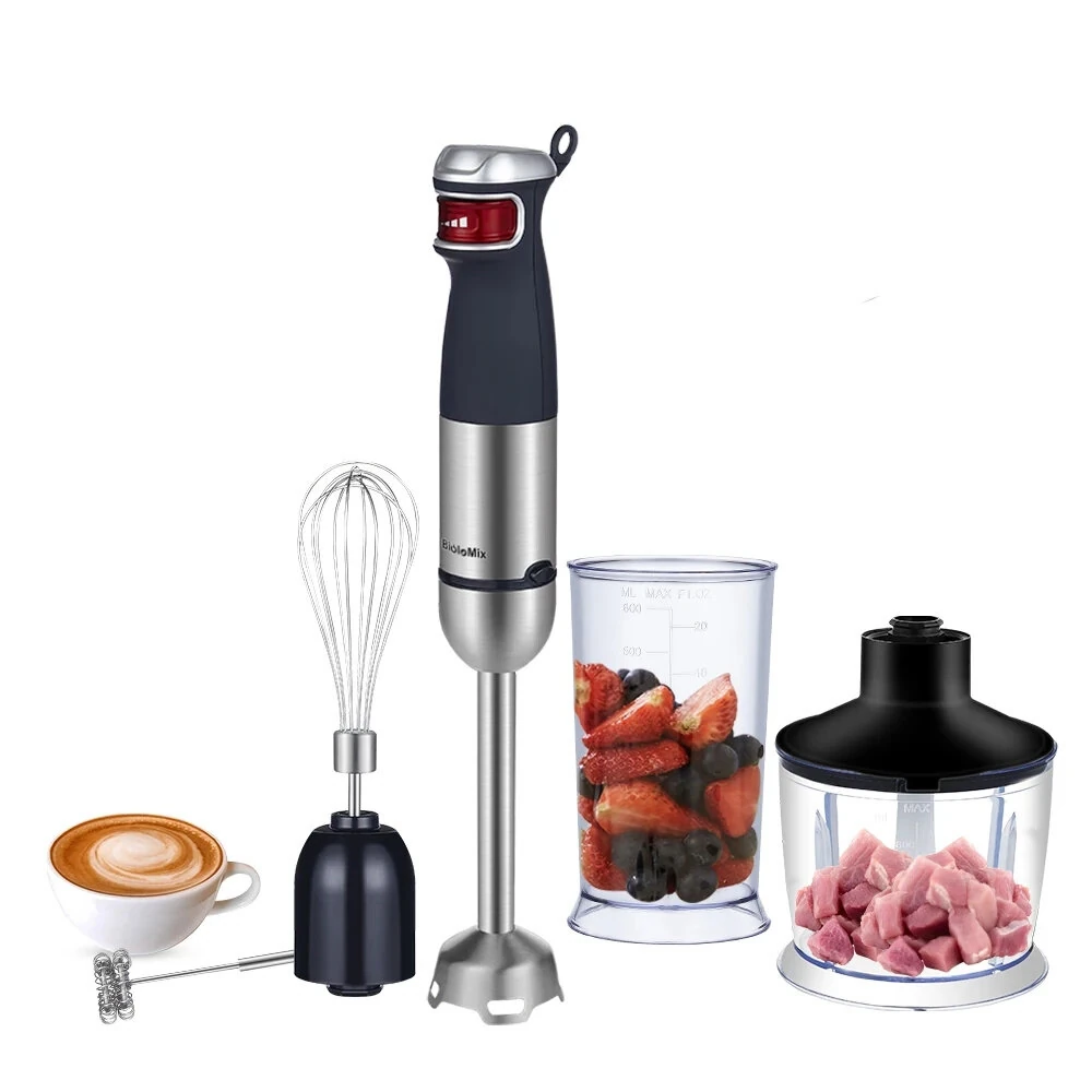[EU Direct] BioloMix 1200W 5-in-1 Immersion Hand Stick Blender Mixer Vegetable Meat Grinder With 800ml Chopper Bowl 600ml Smoothie Cup