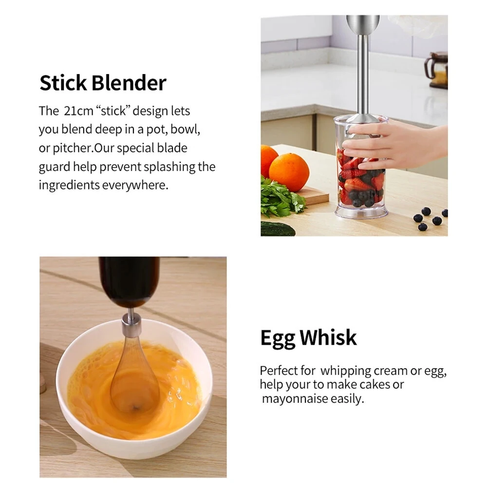 [EU Direct] BioloMix 1200W 5-in-1 Immersion Hand Stick Blender Mixer Vegetable Meat Grinder With 800ml Chopper Bowl 600ml Smoothie Cup