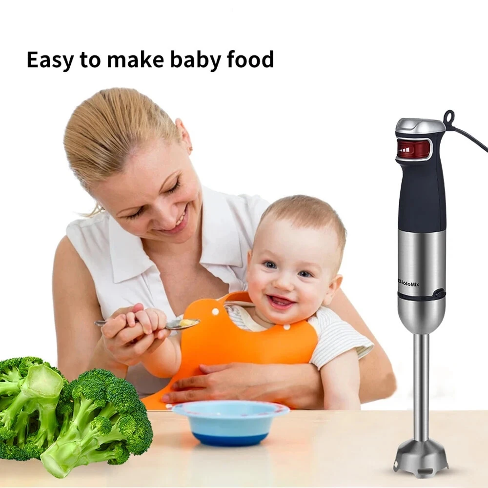 [EU Direct] BioloMix 1200W 5-in-1 Immersion Hand Stick Blender Mixer Vegetable Meat Grinder With 800ml Chopper Bowl 600ml Smoothie Cup