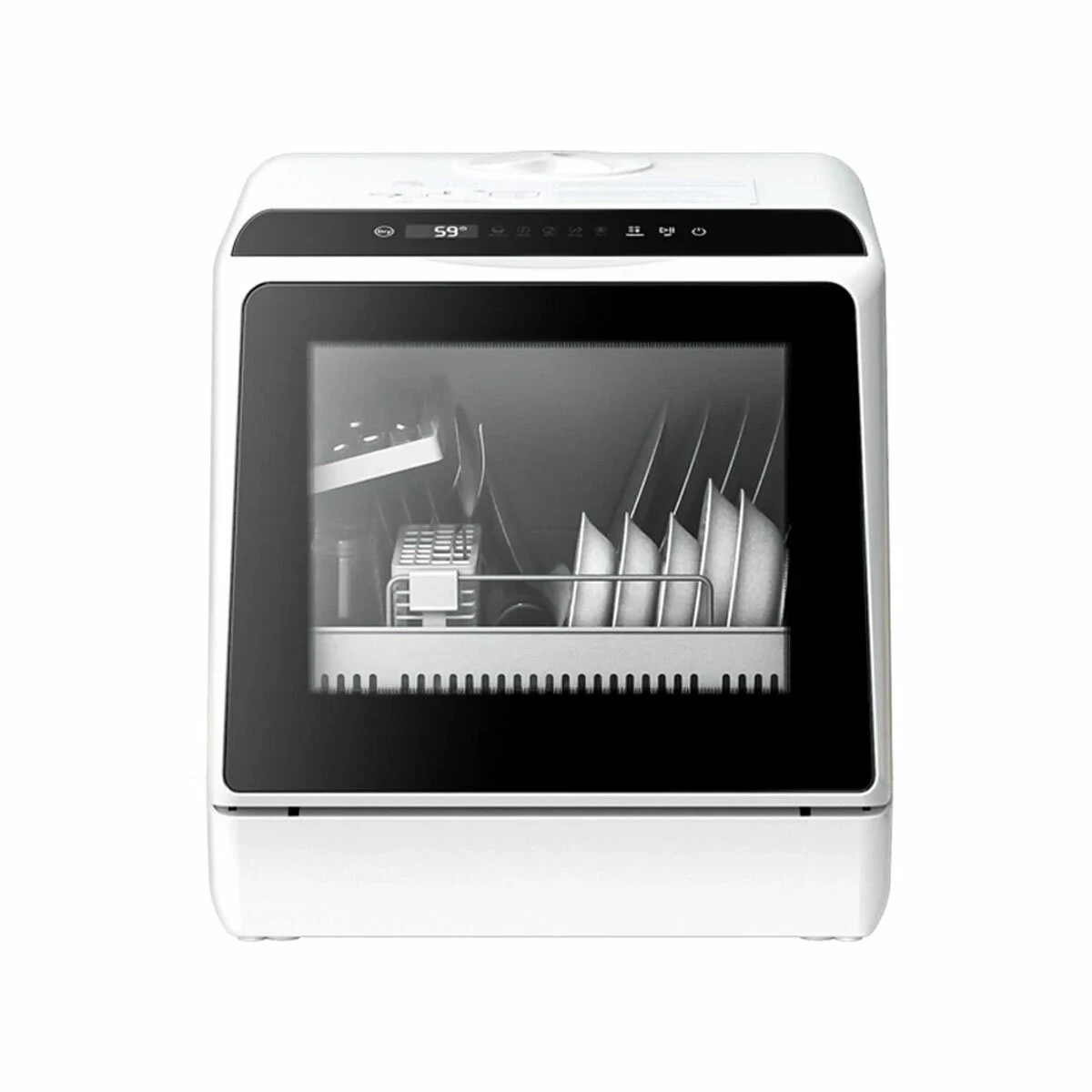 BlitzHome® BH-CDW1 Smart Portable Countertop Dishwasher with APP Control, 4-6 Sets Big Capacity, Dual Water Inlet Modes, 360°Spraying, 75°High Temperature, Five Cleaning Modes, Drying Function