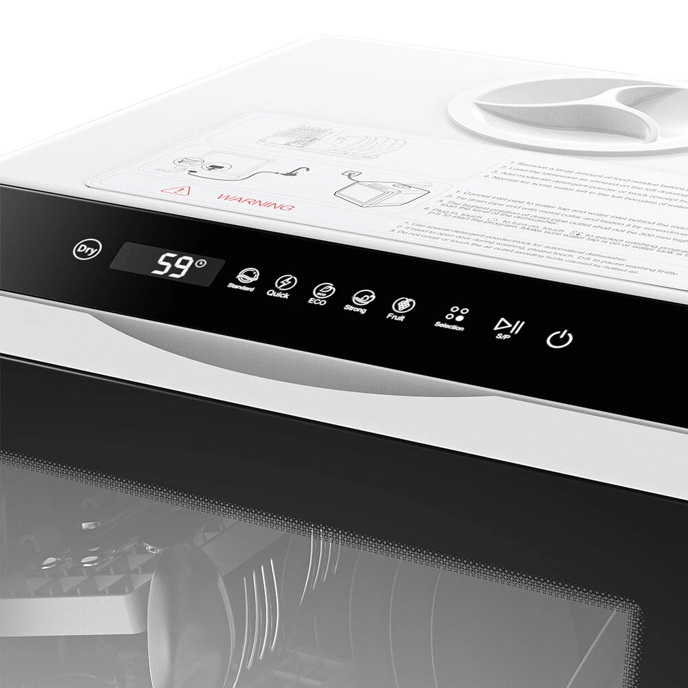 BlitzHome® BH-CDW1 Smart Portable Countertop Dishwasher with APP Control, 4-6 Sets Big Capacity, Dual Water Inlet Modes, 360°Spraying, 75°High Temperature, Five Cleaning Modes, Drying Function