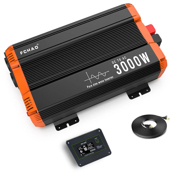 [EU Direct] FCHAO DC 12V/24V/48V To AC 230V Pure Sine Wave Inverter 3000W(Peak Power 6000 Watt) Solar Power Inverter Car Inverter With 2 AC Socket LCD Display EU Socket