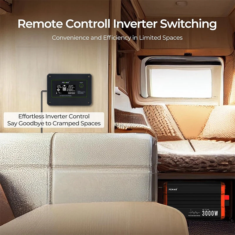 [EU Direct] FCHAO DC 12V/24V/48V To AC 230V Pure Sine Wave Inverter 3000W(Peak Power 6000 Watt) Solar Power Inverter Car Inverter With 2 AC Socket LCD Display EU Socket