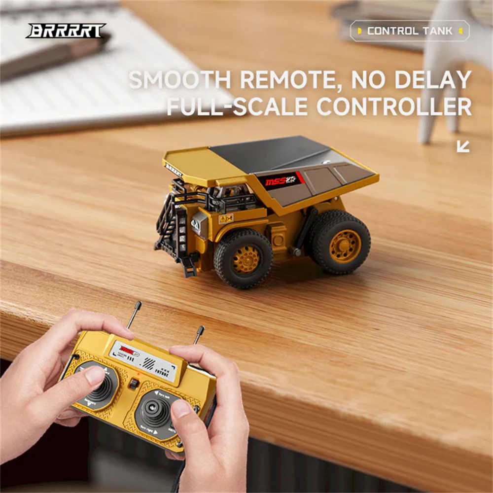 BRRRRT RTR 1/64 2.4G Mini RC Car Alloy Forklift Excavator Dump Truck Support App Remote Controlled LED Light Sound Engineering Vehicle Desktop Toys Model Collection Gift For Boys