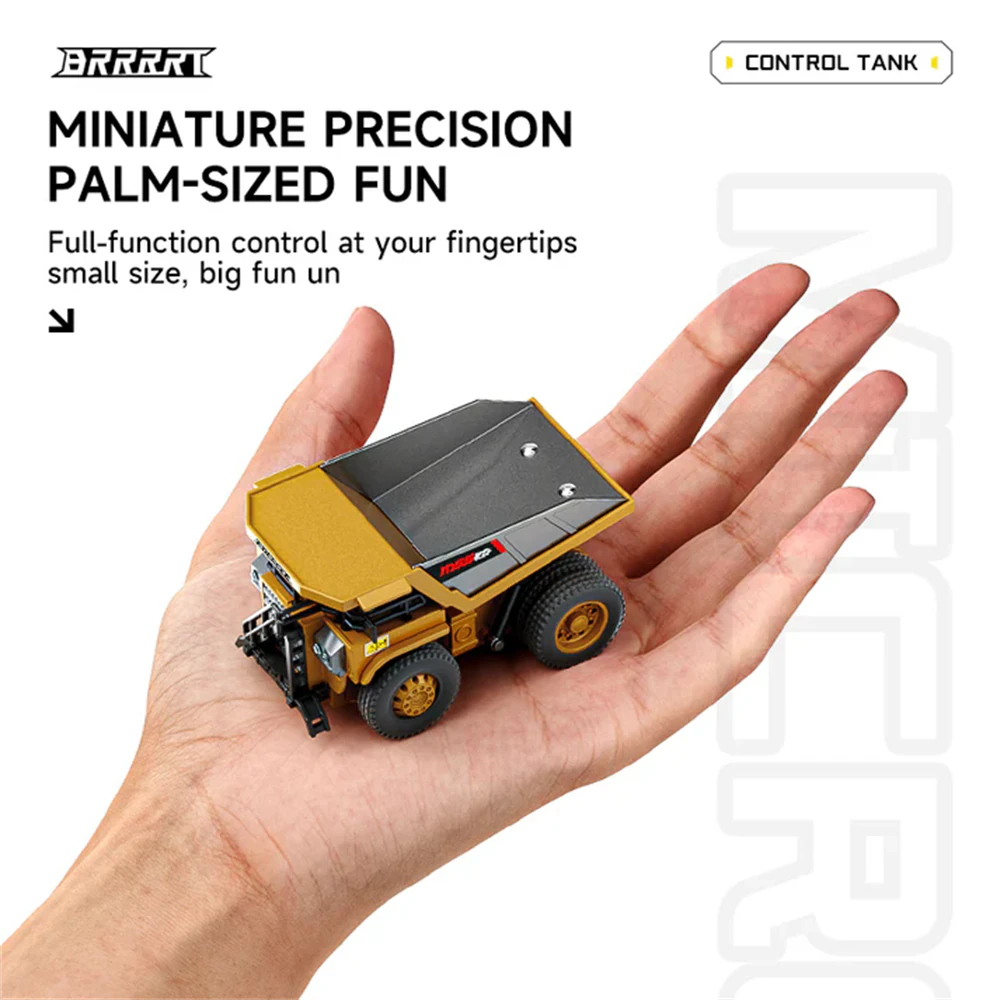 BRRRRT RTR 1/64 2.4G Mini RC Car Alloy Forklift Excavator Dump Truck Support App Remote Controlled LED Light Sound Engineering Vehicle Desktop Toys Model Collection Gift For Boys